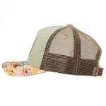 Load image into Gallery viewer, Trucker hats for girls with flowers and a light green front. Boho trucker hat for kids.
