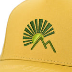 Load image into Gallery viewer, Youth trucker hat in a mustard yellow. Snapback hats for toddlers and big kids. 

