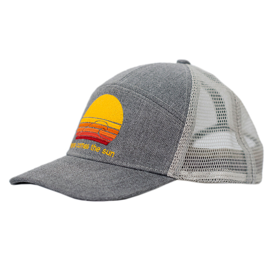 Sunrise wave embroidered kid's hat Here Comes the Sun by Wild and Free children's snapback hats.
