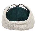 Load image into Gallery viewer, Winter flap hat for children with blue corduroy and a fleece lining.

