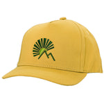 Load image into Gallery viewer, Aspen is our yellow snapback hat for toddlers and kids. Aspen gold with mountains and a sun design. Hats that fit toddler and big kids. 
