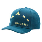 Load image into Gallery viewer, Mountain embroidered kid&#39;s hat by Wild and Free  Children&#39;s snapback hats. 
